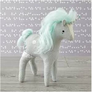 NEW Crate And Barrel Kids Land OF NOD MYTHICAL Plush Felt Unicorn Blue Soft Toy